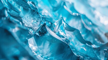 Close-up shot capturing the detailed and unique formations of blue ice, highlighting its natural beauty and mesmerizing patterns