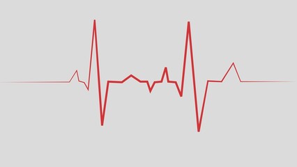 Heart pulse - curved red line on white background, medical tests