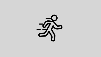 Fototapeta na wymiar man runs with hot drink, briefcase, linear icon. Editable stroke