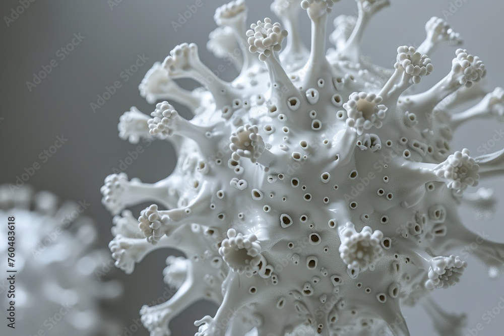 Poster 3d rendering of a microscopic view of a virus structure in high detail.