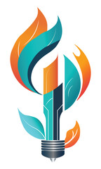 Energy Saving Bulb Icons with Nature Elements