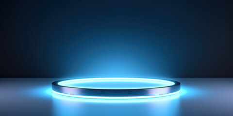 Sleek sci-fi podium with neon lights