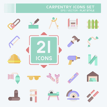 Icon Set Carpentry. related to building tool symbol. flat style. simple design editable. simple illustration