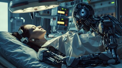  The hospital of the future, equipped with advanced cybernetic systems, guarantees patients the...