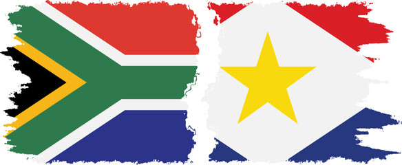 Saba and South Africa grunge flags connection vector