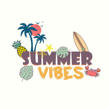 summer vibe tshirt design, colorful illustration summer coming vector template