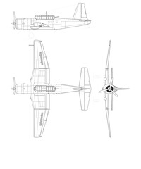 A-31 Vengeance Military jet over mountainous landscape. Air Force Plane, CG, Illustration, Close Up An American F4U Corsair attacking a Japanese Nakajima Ki-84 fighter plane.