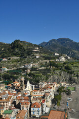 Fototapeta premium View of a village in the mountains of the Amalfi coast in Italy.