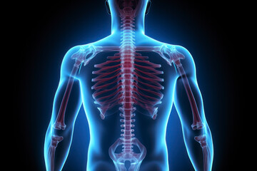 futuristic medical research of back spine back, spine, herniated disk pain health care - obrazy, fototapety, plakaty
