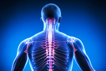 futuristic medical research of back spine back, spine, herniated disk pain health care