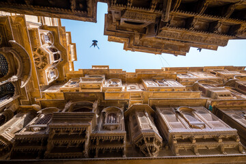 architecture of traditional haveli house in jaisalmer, india