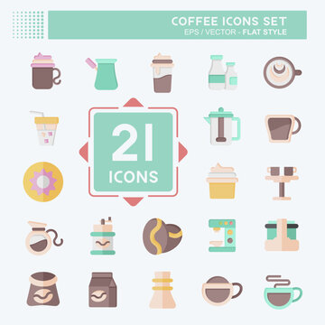 Icon Set Coffee. related to Drink symbol. flat style. simple design editable. simple illustration