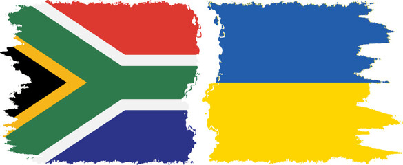 Ukraine and South Africa grunge flags connection vector