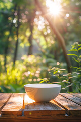 white empty bowl on nature background