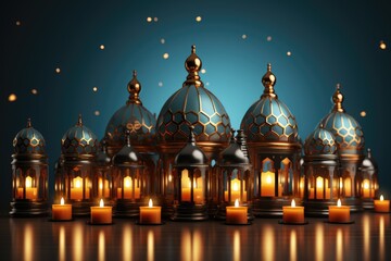 Obraz premium islamic greeting card for Ramadan kareem or ied mubarak background