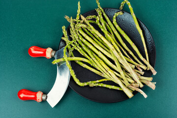 Fresh raw young asparagus.