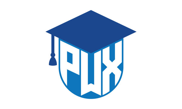 PWX initial letter academic logo design vector template. school college logo, university logo, graduation cap logo, institute logo, educational logo, library logo, teaching logo, book shop, varsity