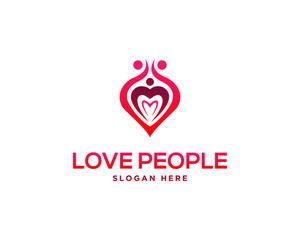 Abstract people and heart family shape logo icon design concept vector template.