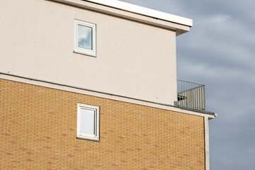 Flat roofs and walls of modern residential buildings