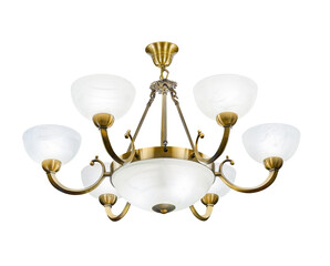 Chandelier in classic style with bronze or brass fittings Isolated on white - 760491409