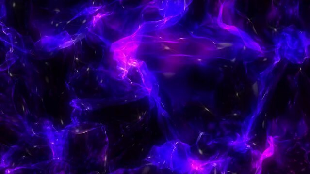 Purple luminous plasma with particles Energy. Space. Background. 4к.
