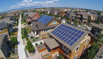 Fototapeta premium Sustainable Living, Harnessing Solar Energy with Rooftop Panels