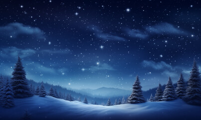 Background Snowy Winter Christmas Forest Scene