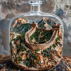 Fototapeta premium Miniature Landscapes: The Grandeur of the Great Wall of China