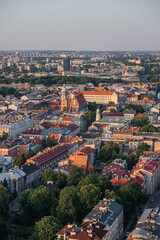Fototapeta na wymiar Soaring Above Krakow: A Balloon's Perspective of the Cityscape