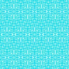 Blue and white watercolor ornament painted with watercolor on paper.