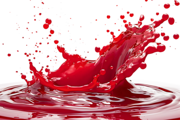 Red berry Jam splash with little bubbles fruit syrup isolated on transparent background, Fruity strawberry sauce, liquid fluid element flowing, red juice swirl.
