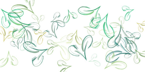 green fresh tea leaves isolated on white background