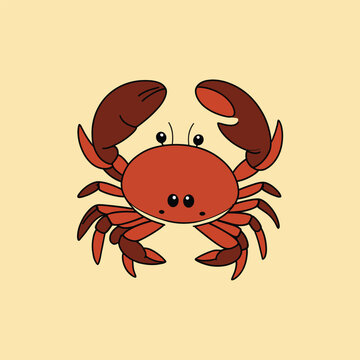 Crab Illustration, Minimalistic Cute Seafood Illustration