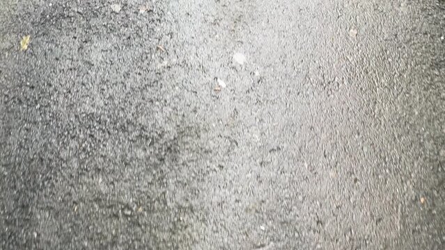 slippery road, sement concrete after rain