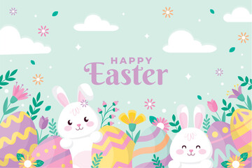 Luxury Happy easter card . Vector illustration for easter . happy celebration easter day media social stories flat design.Greetings and presents for Easter Day in flat lay styling.Promotion and shop.