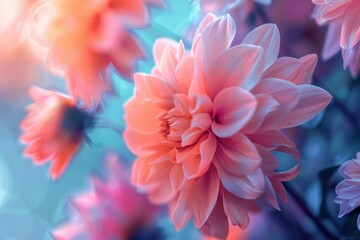 Obraz premium A close up shot showcasing a bunch of pink flowers in full bloom with delicate petals and vibrant colors
