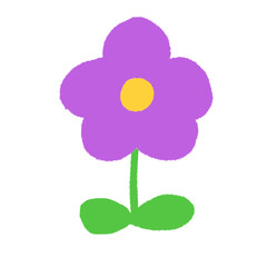 子どもがクレヨンで描いたような手書き風の可愛い紫の花（ベクター版）