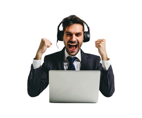 Call_center_man_and_cheers_at_laptop