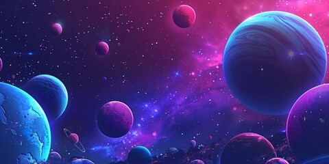 Fototapeta premium A cluster of planets hovers in the sky, creating a mesmerizing celestial display