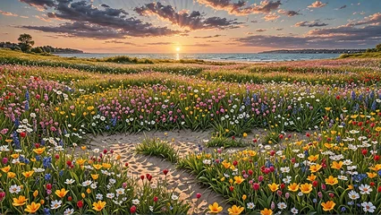 Meubelstickers field of flowers © Nick