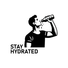 Person drinking from a bottle of water silhouette icon logo vector illustration.