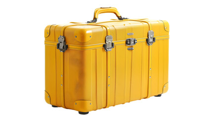 big yellow travel suitcase isolated on white