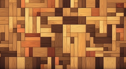 A pixel art design showcasing a creative layout of wooden planks in an engaging manner, intended to captivate the observer. - obrazy, fototapety, plakaty