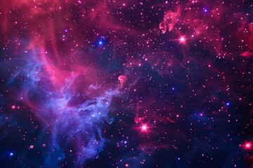 Obraz premium A vibrant and dynamic space illuminated by a multitude of sparkling stars in various colors against a deep dark background