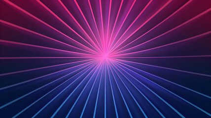 Bright purple sunburst background. Rays diverging from a central point. Abstract graphic design horizontal banner. Digital artwork raster bitmap. AI artwork.