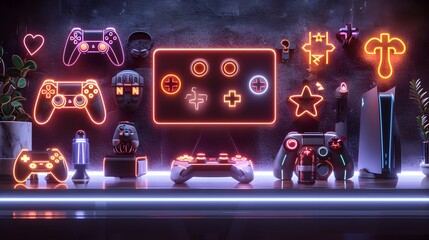 Game Controller Icons in a Modern Living Room
