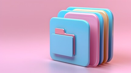 Blue Folders on a Pink Background