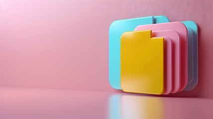 Colorful Plastic Folders on Pink Background