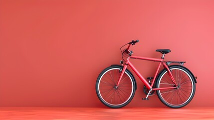 Red Bicycle Leaning Against a Wall 