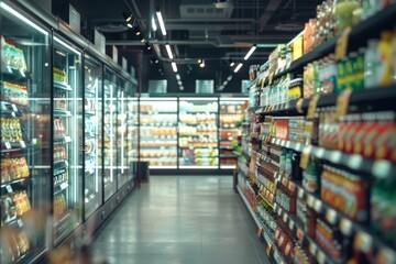 displays of goods in a supermarket Generative AI - obrazy, fototapety, plakaty